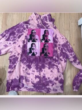 Poetic Justice Tupac Tie-Dye Pink & Purple Graphic Hoodie
